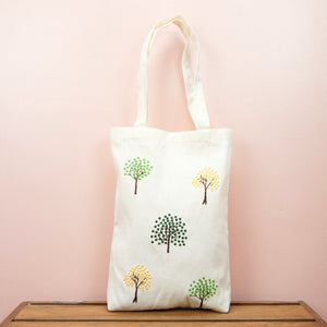 Dotted Trees on Natural Canvas Medium Tote - image