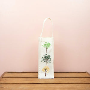 Dotted Trees on Natural Canvas Water Bottle Bag - image