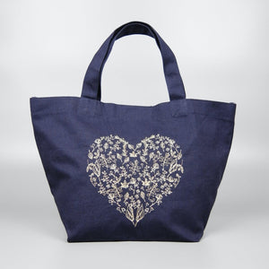 Forest of Hearts in Gold on Navy Canvas Small Handbag - image