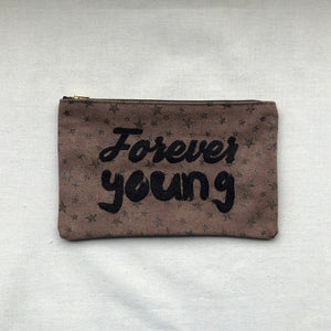 Forever Young on Stars Canvas Small Zip Up Pouch - image