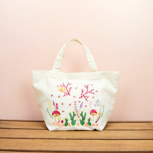 Garden on Natural Canvas Small Handbag - image