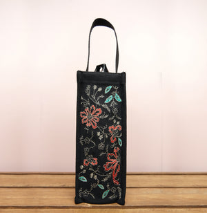 Linda on Black Heavy Canvas Water Bottle Bag - image