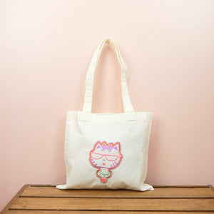 Mrs Kitty on Light Canvas Mini Tote - image