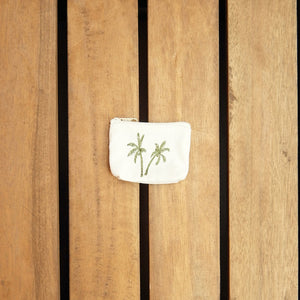 Palm Trees on Natural Canvas Coin Purse (two sided embroidery) - image