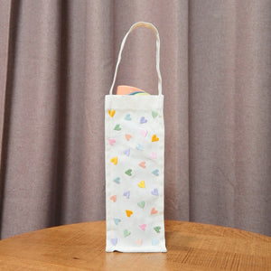 Pastel Hearts on Natural Canvas Water Bottle Bag - image