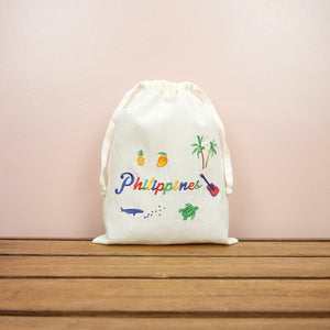 Philippines on Light Canvas Medium Drawstring Pouch - image