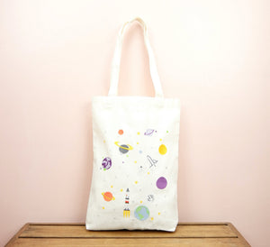 Planets on Natural Canvas Medium Tote - image