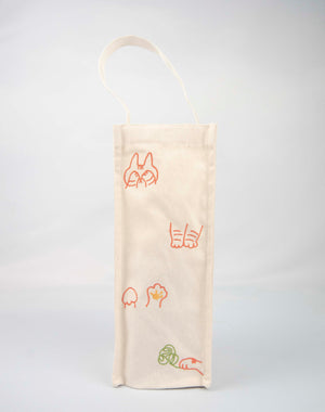 Playful Kitten on Natural Canvas Water Bottle Bag - image