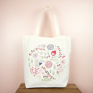 Red Riding Hood on Natural Canvas Shoulder Tote - image