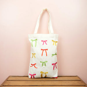 Ribbons on Natural Canvas Medium Tote - image