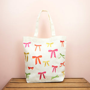 Ribbons on Natural Canvas Shoulder Tote - image