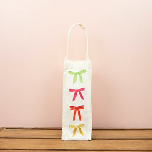 Ribbons on Natural Canvas Water Bottle Bag - image