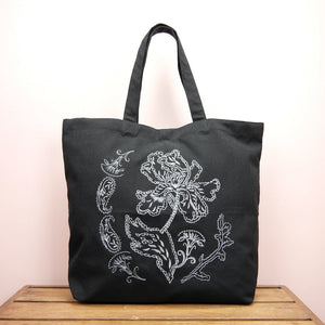 Savannah on Black Canvas Shopping Tote - image