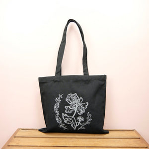 Savannah on Small Black Canvas Tote - image
