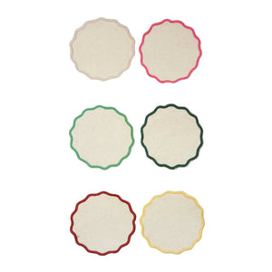 Scalloped Natural Canvas Coasters Set of 6 - image