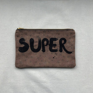 Superwoman on Stars Canvas Small Zip Up Pouch - image