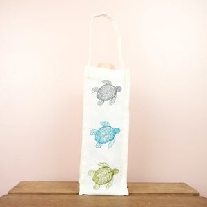 Turtles on Natural Canvas Water Bottle Bag - image