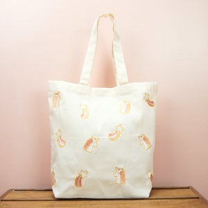 Unicorn and Shooting Stars on Natural Canvas Shoulder Tote - image
