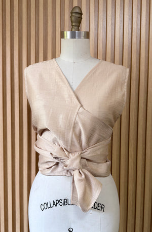 Sleeveless Wrap Top in Gold - image
