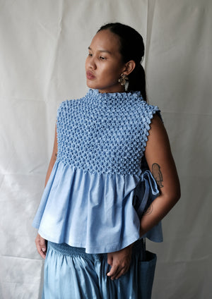 bloom bib top - light blue chambray - image