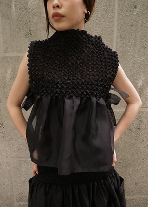 bloom bib top - matte organdy, black - image