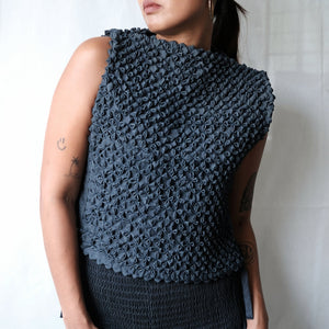 bloom shell top - black chambray - image