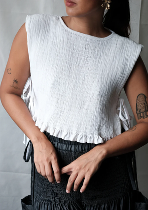 helen bib - textured silk, white - image
