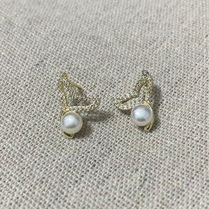 Fishy Freshwater Pearl Stud Earrings - image