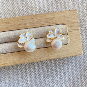 Flora Freshwater Pearl Stud Earrings - image