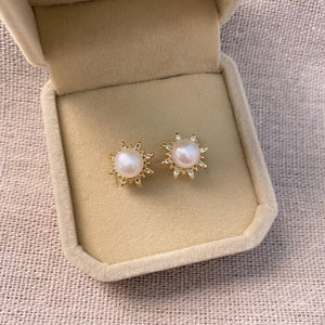 Sun Freshwater Pearl Stud Earrings - image