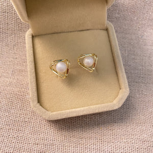 Triangular Freshwater Pearl Earrings - image