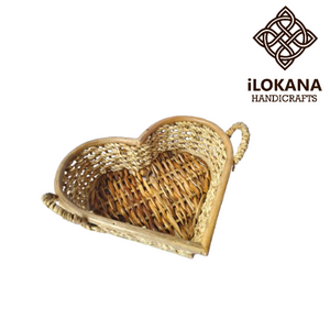 Heart Shaped Buri Rattan Basket for Valentines - image