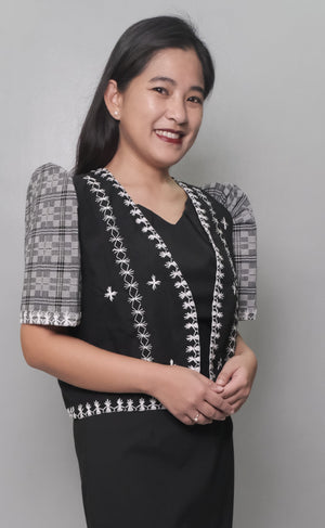 Binakol and Kantarines mixed weave Bolero with Itneg embroidery - image