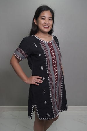 Black Kantarines Dress with Itneg embroidery - image