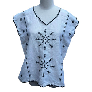 Cream Kantarines Kaftan Blouse with Itneg Embroidery - image