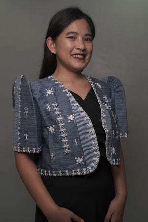 Denim Blue tiniri Bolero with Itneg embroidery - image