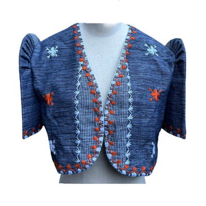 Gray Tiniri Bolero with Itneg Embroidery - image