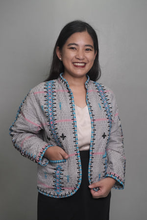 Grey Binakol Women's Blazer with Itneg embroidery - image