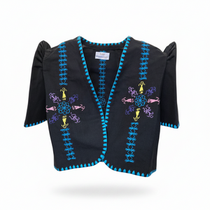 Kantarines Bolero with Multicolor Itneg Emboidery - Black - image