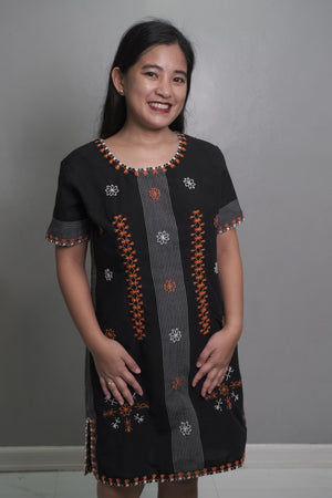 Kantarines black dress with Itneg embroidery - image