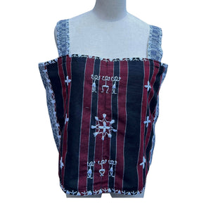 Mixed-Weave Blouse with Itneg Embroidery - image