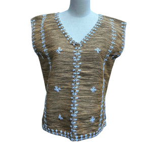 Mustard Tiniri Kaftan Blouse with Itneg Embroidery - image