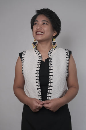 Pinilian Cropped Vest with Itneg Embroidery - image