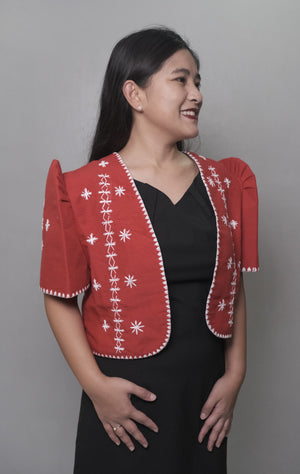 Red Kantarines Bolero with Itneg embroidery - image