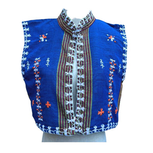 Royal Blue Tiniri Cropped Vest in Medium with Narrow Stripes - image
