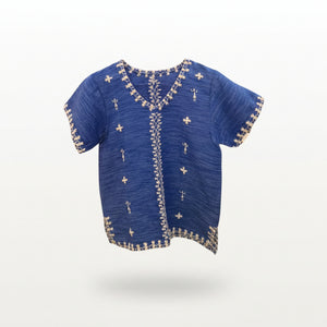 Tiniri Blouse with Itneg Embroidery - Royal Blue - image