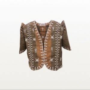 Tiniri Bolero with Itneg Embroidery - Green Brown - image