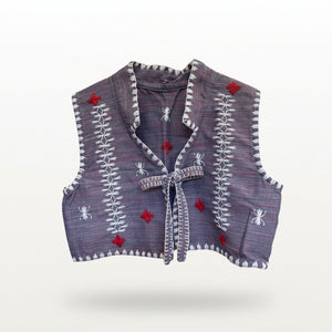 Tiniri Cropped Vest with Itneg Embroidery - Light Purple - image