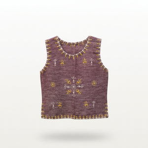Tiniri Sleeveless Blouse with Itneg Embroidery - Purple - image
