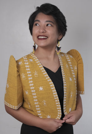 Yellow Tiniri Bolero with Itneg embroidery - image